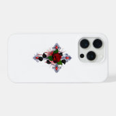 Silberkreuz mit Rote Rose iPhone Hülle (Rückseite (Horizontal))