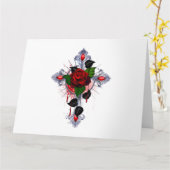 Silberkreuz mit Rote Rose Karte (Gelbe Blume)