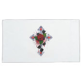 Silberkreuz mit Rote Rose Kissenbezug (Vorderseite-Rechts)