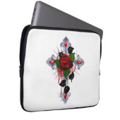 Silberkreuz mit Rote Rose Laptopschutzhülle (Vorne Rechts)