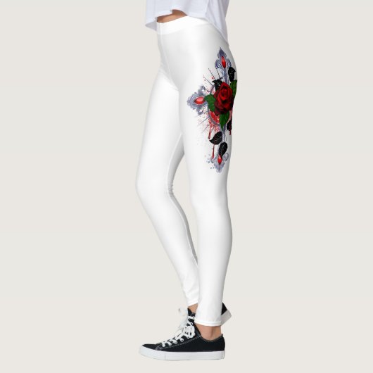 Silberkreuz mit Rote Rose Leggings (Links)