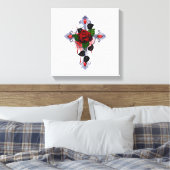 Silberkreuz mit Rote Rose Leinwanddruck (Insitu (Schlafzimmer))