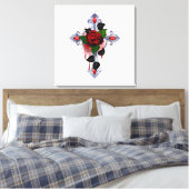 Silberkreuz mit Rote Rose Leinwanddruck (Insitu (Schlafzimmer))