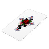 Silberkreuz mit Rote Rose Magnet (Linke Seite)