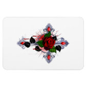 Silberkreuz mit Rote Rose Magnet (Horizontal)