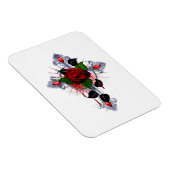 Silberkreuz mit Rote Rose Magnet (Rechte Seite)
