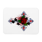 Silberkreuz mit Rote Rose Magnet (Horizontal)