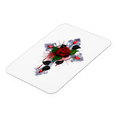Silberkreuz mit Rote Rose Magnet (Linke Seite)