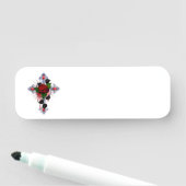 Silberkreuz mit Rote Rose Namensschild (Beispiel)