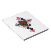 Silberkreuz mit Rote Rose Notizblock (angewinkelt)