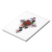 Silberkreuz mit Rote Rose Notizblock (Rotiert)