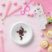 Silberkreuz mit Rote Rose Pappteller (Party)