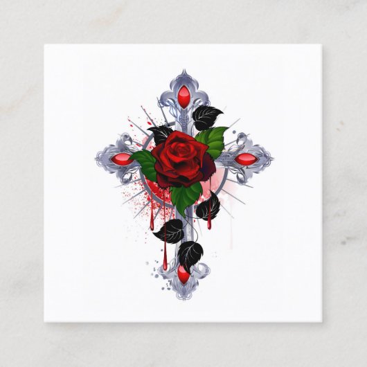 Silberkreuz mit Rote Rose Rabattkarte (Vorderseite)