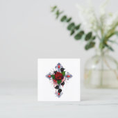 Silberkreuz mit Rote Rose Rabattkarte (Stehend Vorderseite)