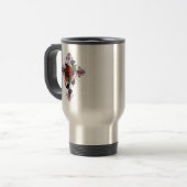Silberkreuz mit Rote Rose Reisebecher (Vorderseite Links)