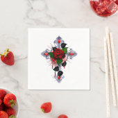 Silberkreuz mit Rote Rose Serviette (Beispiel)