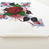 Silberkreuz mit Rote Rose Sherpadecke (3/4)