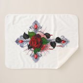 Silberkreuz mit Rote Rose Sherpadecke (Vorderseite (Horizontal))