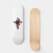 Silberkreuz mit Rote Rose Skateboard (Vorderseite)