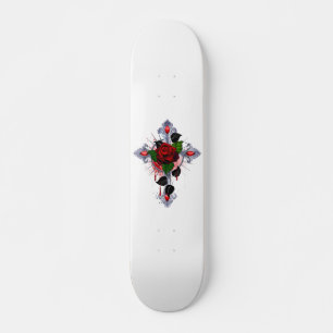 Silberkreuz mit Rote Rose Skateboard