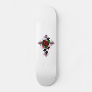 Silberkreuz mit Rote Rose Skateboard