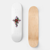 Silberkreuz mit Rote Rose Skateboard (Vorderseite)
