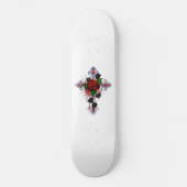 Silberkreuz mit Rote Rose Skateboard (Vorderseite)