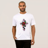 Silberkreuz mit Rote Rose T-Shirt (Vorne ganz)
