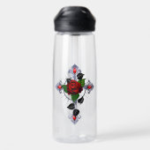 Silberkreuz mit Rote Rose Trinkflasche (Rückseite)