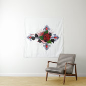 Silberkreuz mit Rote Rose Wandteppich (Beispiel (Horizontal))