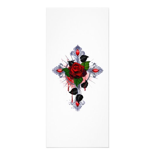 Silberkreuz mit Rote Rose Werbekarte (Vorne)