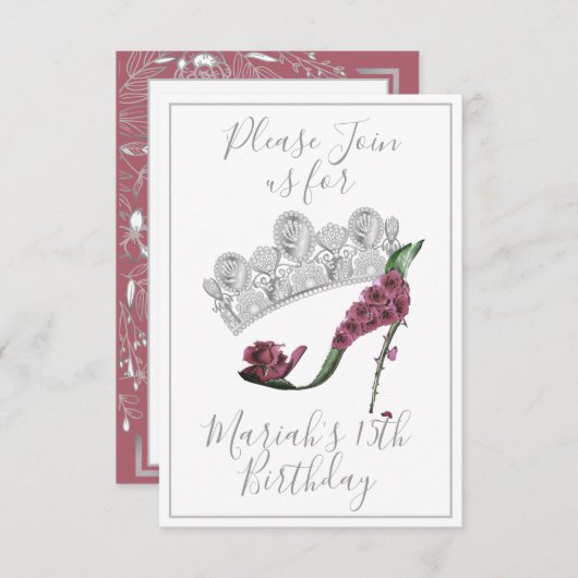 Silberkrone, Blumenhaie High Heel Schuhe Einladung (Vorne/Hinten)