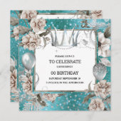 Silberkronengebirge Shabby Chic floraler Glitzer t Einladung (Vorne/Hinten)