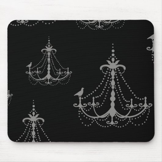 Silberkronleuchter aus grauem Silber auf schwarz Mousepad (Vorne)