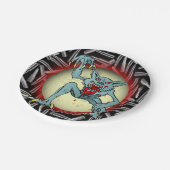 Silberkugeln, grauer Werwolf Vollmond Halloween Pappteller (Schrägansicht)