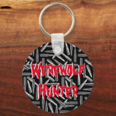 Silberkugeln, grauer Werwolf Vollmond Halloween Schlüsselanhänger (Rückseite)