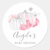 Silberkürbis Rosa Blütenspinsel Babydusche Runder Aufkleber (Vorderseite)