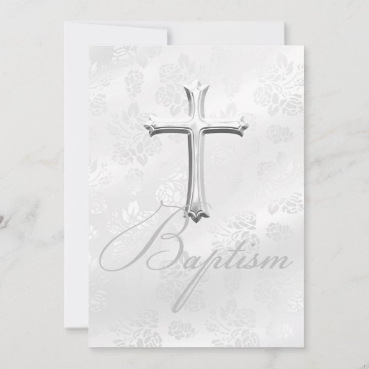Silberlace & Cross-Taufe Junge oder Mädchen 2 Einladung (Rückseite)