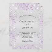 Silberlavendelhochzeit Einladung (Vorne/Hinten)