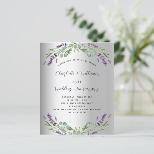 Silberlavender Budget 25. Hochzeitstag (Stehend Vorderseite)