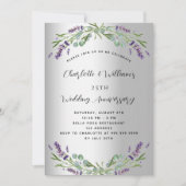 Silberlavender floral 25. Hochzeitstag Einladung (Vorderseite)
