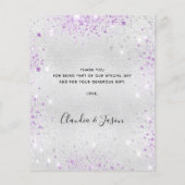 Silberlavender Glitzer Hochzeit danke Ihnen Karte (Rückseite)