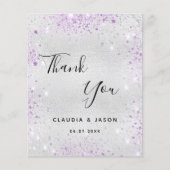 Silberlavender Glitzer Hochzeit danke Ihnen Karte (Vorderseite)