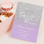 Silberlavender Glitzer ombre lila Sweet 16 Einladung<br><div class="desc">Moderne,  hübsche Imitat Silber Glitzer Dusche ombre mit lila Farbblock Sweet 16 Geburtstagsfeier Einladung mit eleganter Typografie mit lila ombre Muster. Perfekt für eine Prinzessin 16 . Geburtstag.</div>