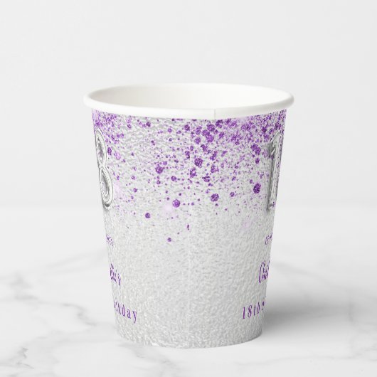 Silberlavender-Glitzer zum 18. Pappbecher (Rechts)