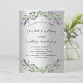 Silberlavender Luxus 25. Hochzeitstag Einladung (Stehend Vorderseite)