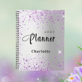 Silberlavender violet Glitzer Name 2026 Planer