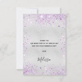 Silberlavener-Glitzer Dankeskarte (Rückseite)