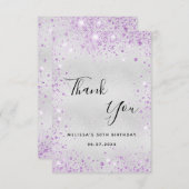 Silberlavener-Glitzer Dankeskarte (Vorne/Hinten)