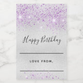 Silberlavenhalle zum Geburtstag Glitzer hausgemach Lebensmitteletikett (Einzelnes Label)